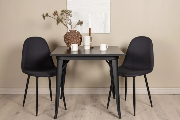 Must söögilauakomplekt Tempe (laud ja 2 polsterdatud tooli, MDF, teras) - GR22939