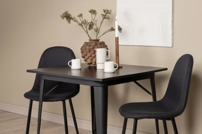 Must söögilauakomplekt Tempe (laud ja 2 polsterdatud tooli, MDF, teras) - GR22939