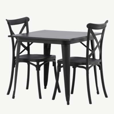 Must söögilauakomplekt Tempe laud ja Crosett toolid (2 kohta, MDF, plastik) - GR22997