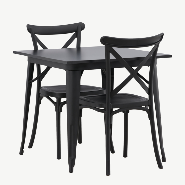 Must söögilauakomplekt Tempe laud ja Crosett toolid (2 kohta, MDF, plastik) - GR22997