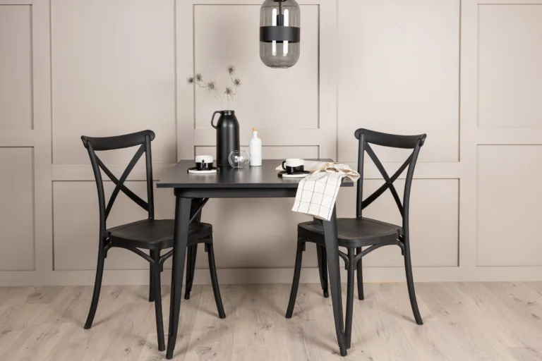 Must söögilauakomplekt Tempe laud ja Crosett toolid (2 kohta, MDF, plastik) - GR22997