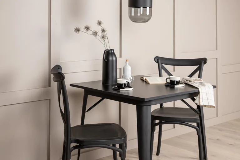 Must söögilauakomplekt Tempe laud ja Crosett toolid (2 kohta, MDF, plastik) - GR22997