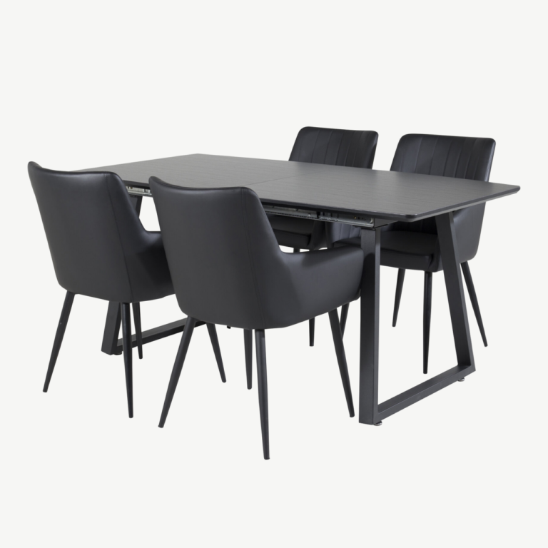 Must söögilaud Inca ja pehmed Comfort toolid (metallist jalad, PU-kunstnahk) - GR24059