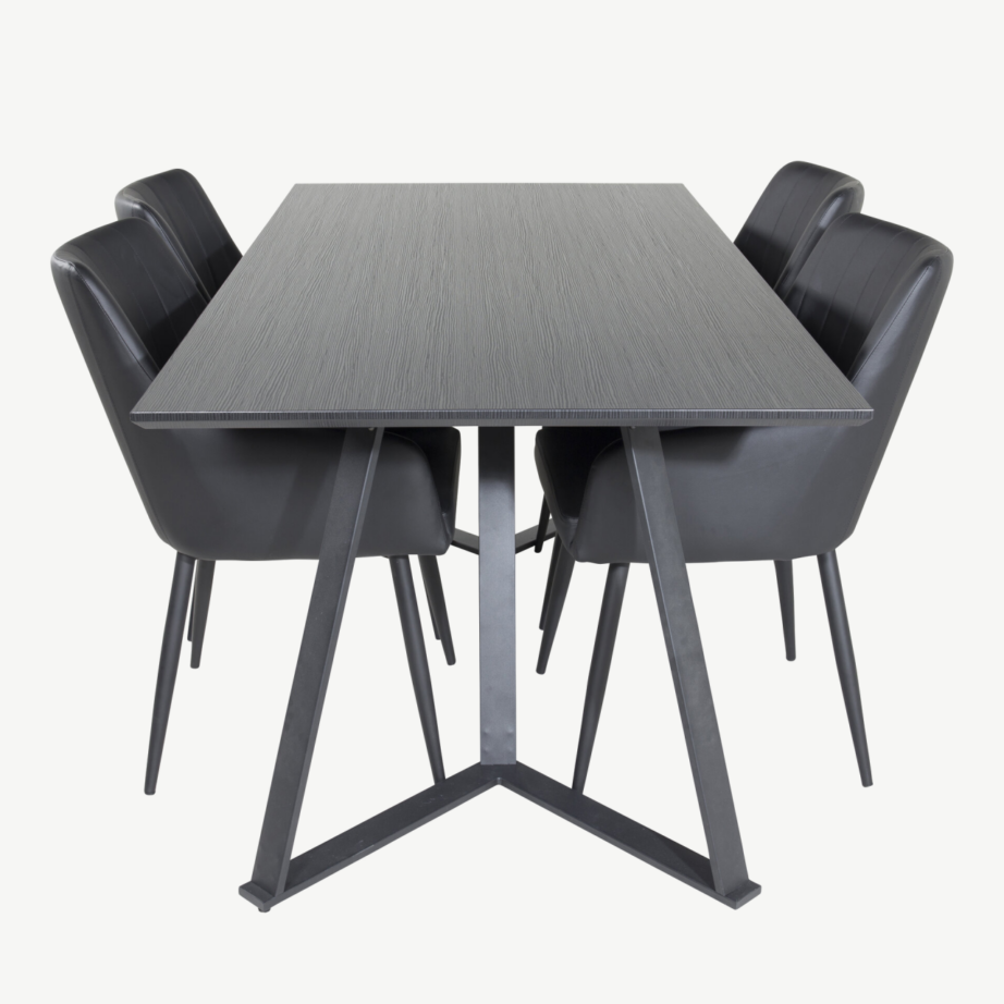 Must söögilaud Marina ja PU-kunstnahast söögitool Comfort, GR24043 – 2