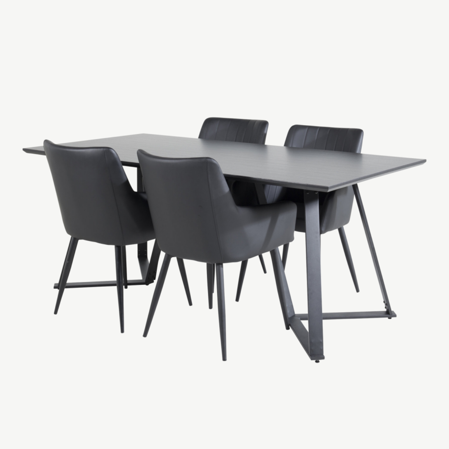 Must söögilaud Marina ja PU-kunstnahast söögitool Comfort, GR24043 – 3