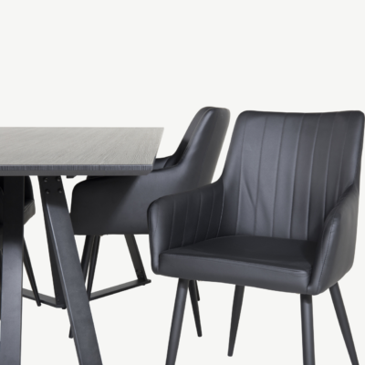 Must söögilaud Marina ja PU-kunstnahast söögitool Comfort - GR24043