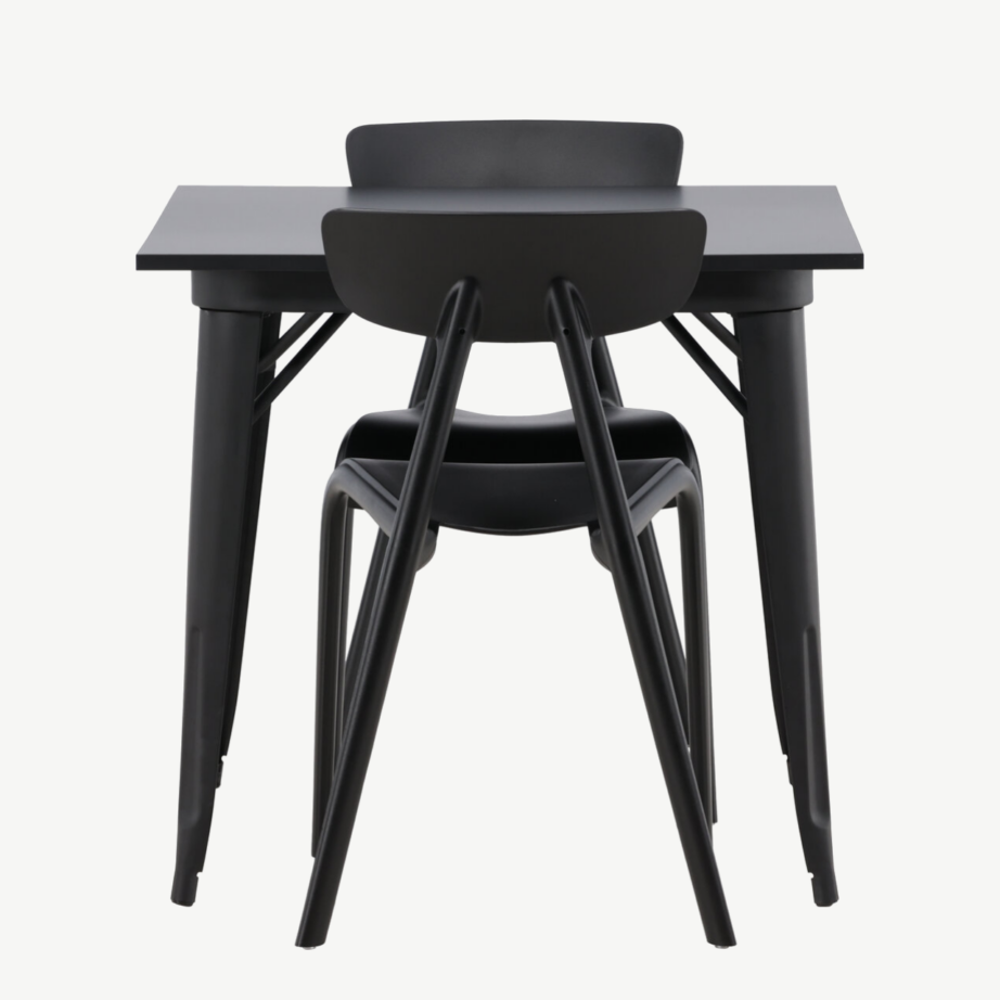 Must söögilaud Tempe ja 2 Ursholmeni plasttooli (80×80 cm), GR23011 – 7