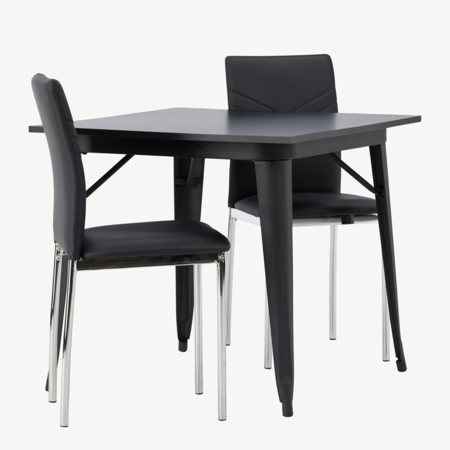 Must söögilaud Tempe ja Lily kunstnahast tool (80x80cm), GR23893 – 3