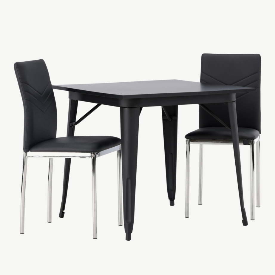 Must söögilaud Tempe ja Lily kunstnahast tool (80x80cm), GR23893 – 4