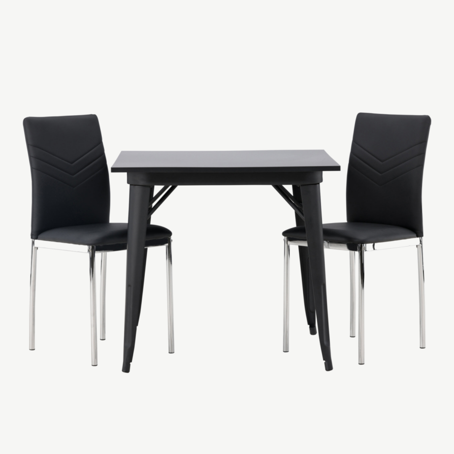 Must söögilaud Tempe ja Lily kunstnahast tool (80x80cm), GR23893 – 5