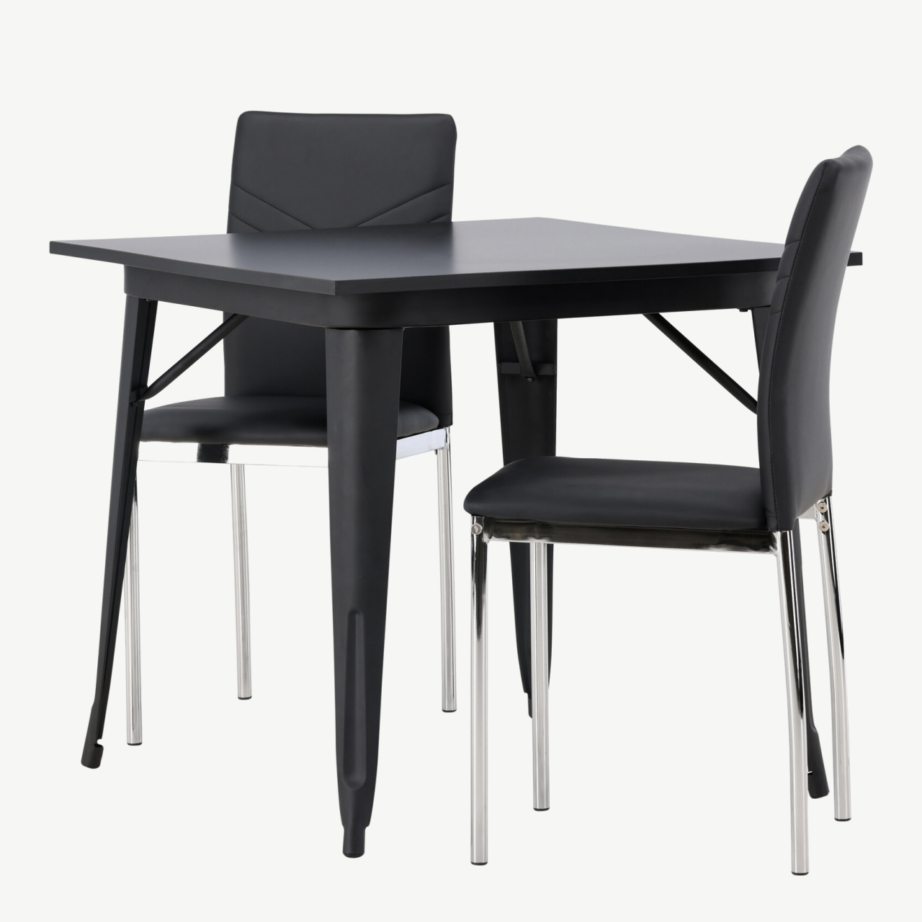 Must söögilaud Tempe ja Lily kunstnahast tool (80x80cm), GR23893 – 6