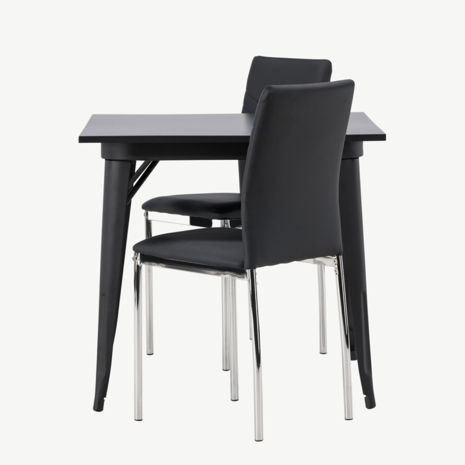 Must söögilaud Tempe ja Lily kunstnahast tool (80x80cm), GR23893 – 7