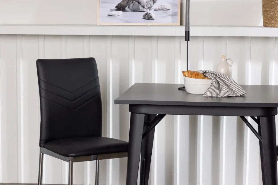 Must söögilaud Tempe ja Lily kunstnahast tool (80x80cm), GR23893 – 9