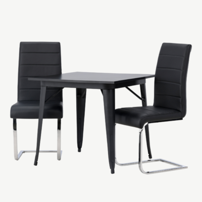 Must söögilaud Tempe ja Tempo tool (MDF, teras, PU) - GR23897
