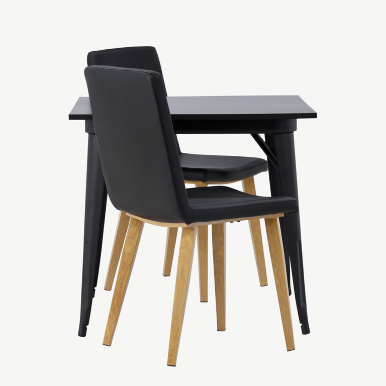 Must söögilaud Tempe koos Today sarja toolidega (MDF, PU, 80x80 cm) - GR23896