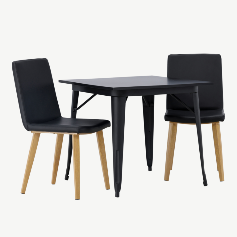 Must söögilaud Tempe koos Today sarja toolidega (MDF, PU, 80x80 cm) - GR23896