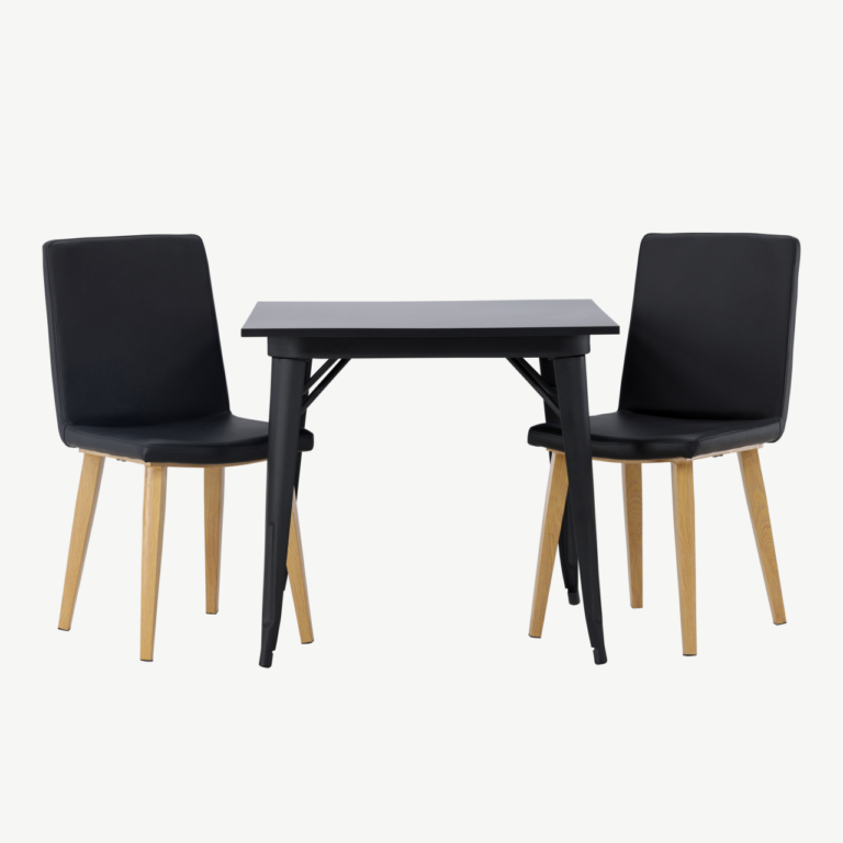 Must söögilaud Tempe koos Today sarja toolidega (MDF, PU, 80x80 cm) - GR23896