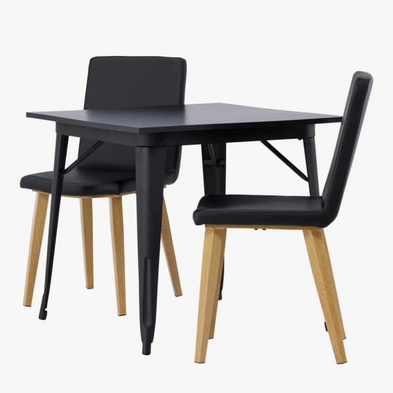 Must söögilaud Tempe koos Today sarja toolidega (MDF, PU, 80x80 cm) - GR23896