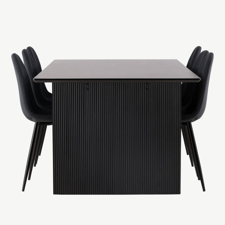Must söögilaud Vail ja mustad Polar toolid (MDF, 200x100 cm) - GR22914