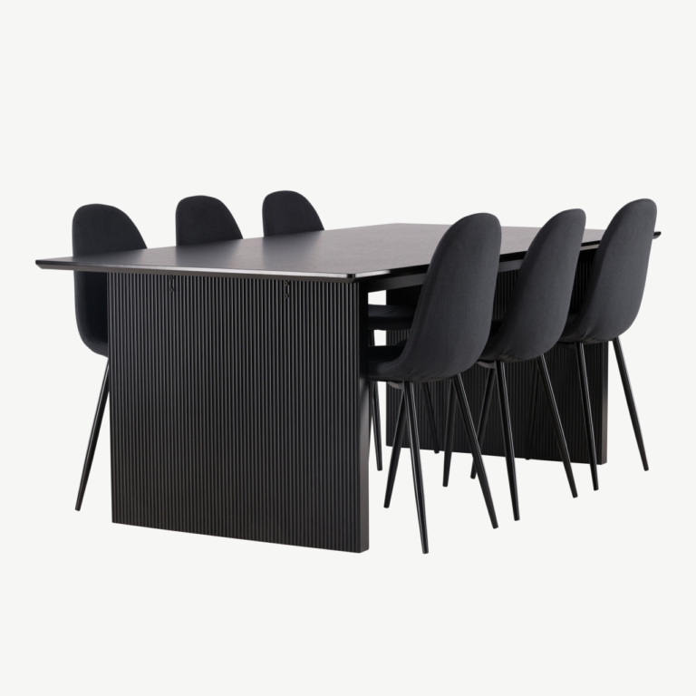 Must söögilaud Vail ja mustad Polar toolid (MDF, 200x100 cm) - GR22914
