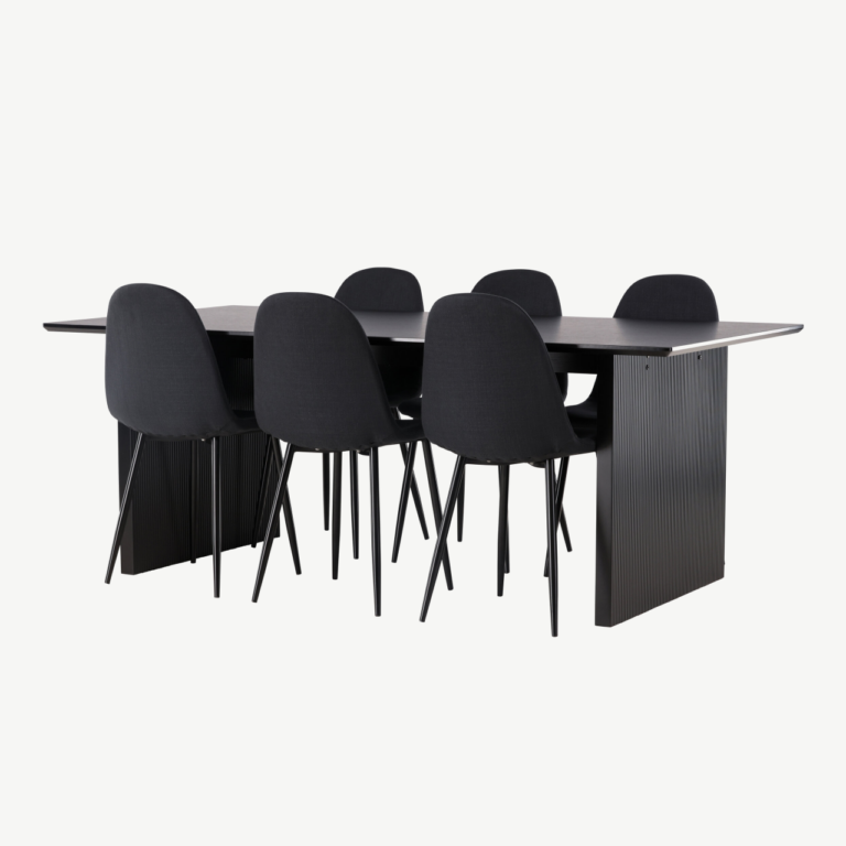 Must söögilaud Vail ja mustad Polar toolid (MDF, 200x100 cm) - GR22914