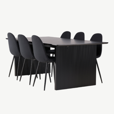 Must söögilaud Vail ja mustad Polar toolid (MDF, 200x100 cm) - GR22914