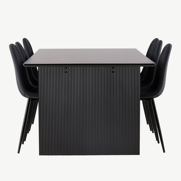 Must söögilaud Vail ja mustad Polar toolid (MDF, 200x100 cm) - GR22914