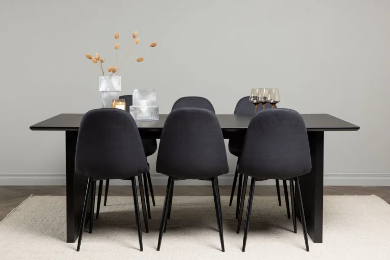 Must söögilaud Vail ja mustad Polar toolid (MDF, 200x100 cm) - GR22914
