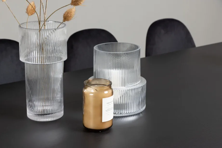 Must söögilaud Vail ja mustad sametist Polar toolid (MDF, 200x100cm), GR22910 – 8