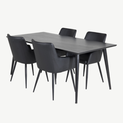 Must söögitoakomplekt Dipp – laud 180x90cm ja Comfort toolid (PU kattega) - GR24029