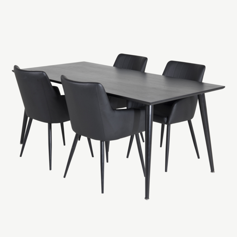 Must söögitoakomplekt Dipp – laud 180x90cm ja Comfort toolid (PU kattega) - GR24029