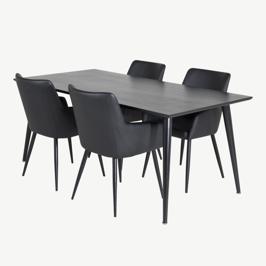 Must söögitoakomplekt Dipp – laud 180x90cm ja Comfort toolid (PU kattega), GR24029