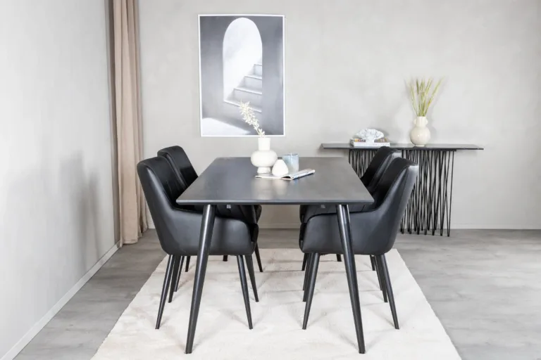 Must söögitoakomplekt Dipp – laud 180x90cm ja Comfort toolid (PU kattega) - GR24029