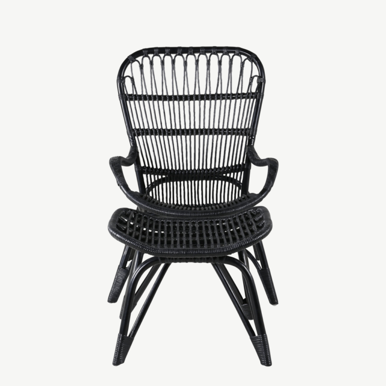 Mustast rotangist lounge-tugitool murdvalge padjaga Ella - 2571-6012