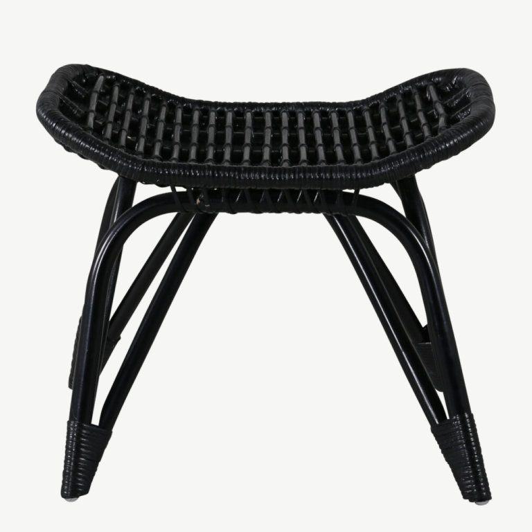 Mustast rotangist lounge-tugitool murdvalge padjaga Ella - 2571-6012