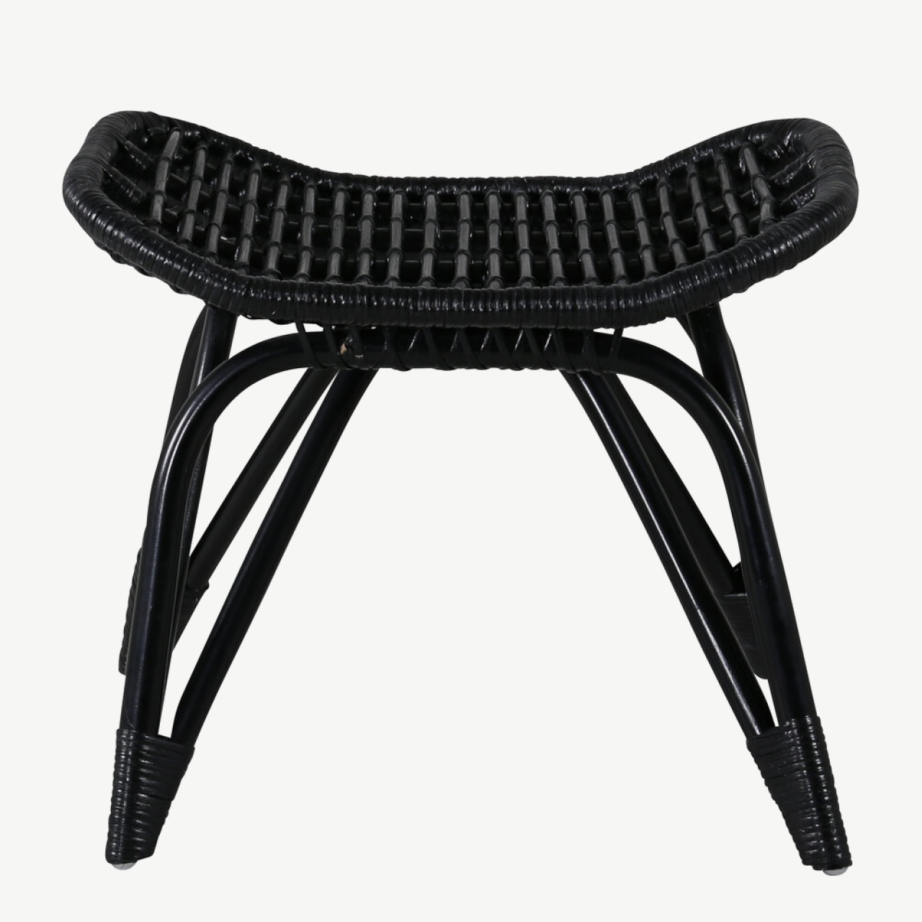 Mustast rotangist lounge-tugitool murdvalge padjaga Ella, 2571-6012 – 9