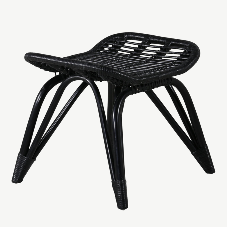 Mustast rotangist lounge-tugitool murdvalge padjaga Ella - 2571-6012