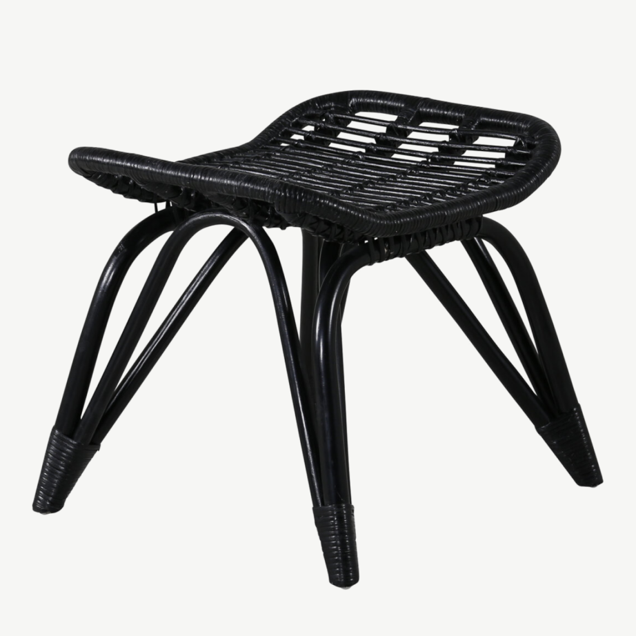 Mustast rotangist lounge-tugitool murdvalge padjaga Ella, 2571-6012 – 10