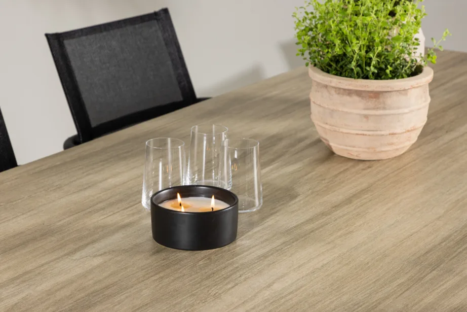 Õuemööbli söögikomplekt Merlo (valge alumiiniumlaud, klaaspind, 6 musta tekstileenist tooli), GR24327 – 11