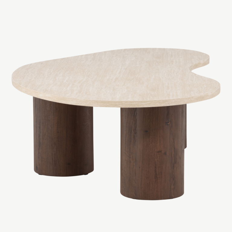Ovaalne MDF diivanilaud Megg (beež lauaplaat, mokka toonis jalad, 130x78 cm) - 62062-199