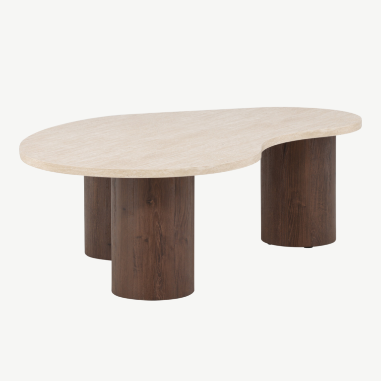 Ovaalne MDF diivanilaud Megg (beež lauaplaat, mokka toonis jalad, 130x78 cm) - 62062-199