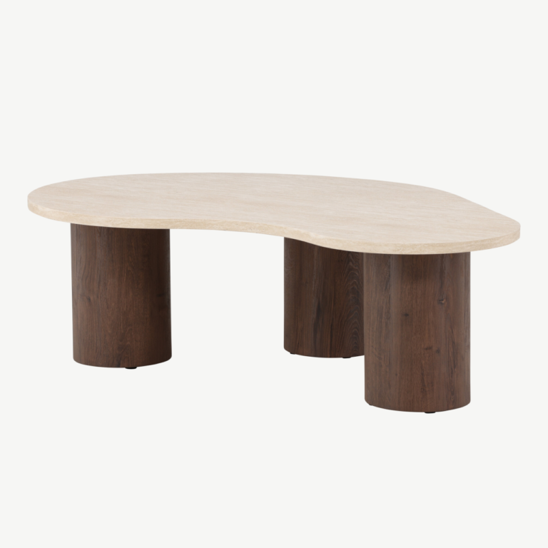 Ovaalne MDF diivanilaud Megg (beež lauaplaat, mokka toonis jalad, 130x78 cm) - 62062-199