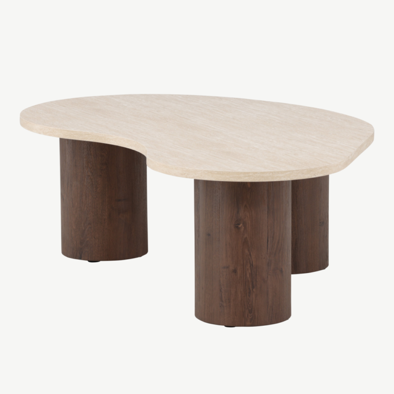 Ovaalne MDF diivanilaud Megg (beež lauaplaat, mokka toonis jalad, 130x78 cm) - 62062-199