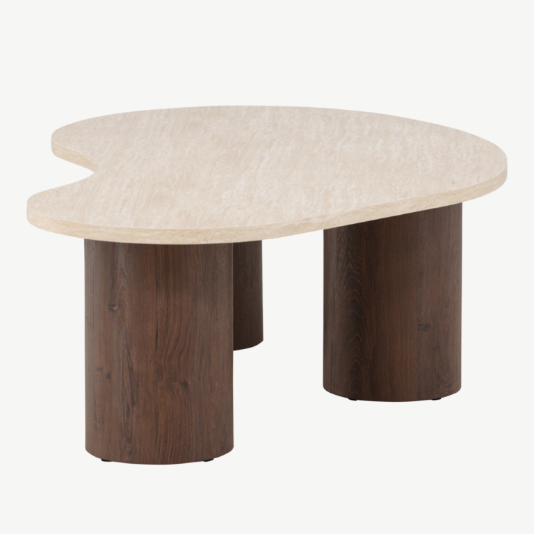 Ovaalne MDF diivanilaud Megg (beež lauaplaat, mokka toonis jalad, 130x78 cm) - 62062-199