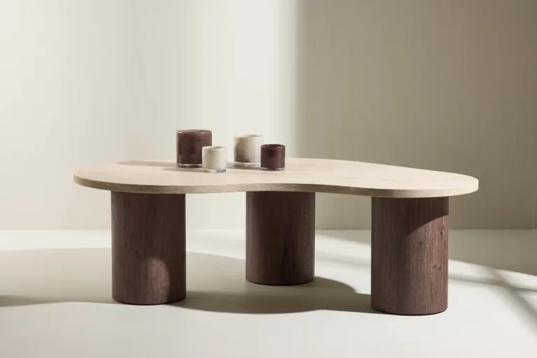 Ovaalne MDF diivanilaud Megg (beež lauaplaat, mokka toonis jalad, 130x78 cm) - 62062-199