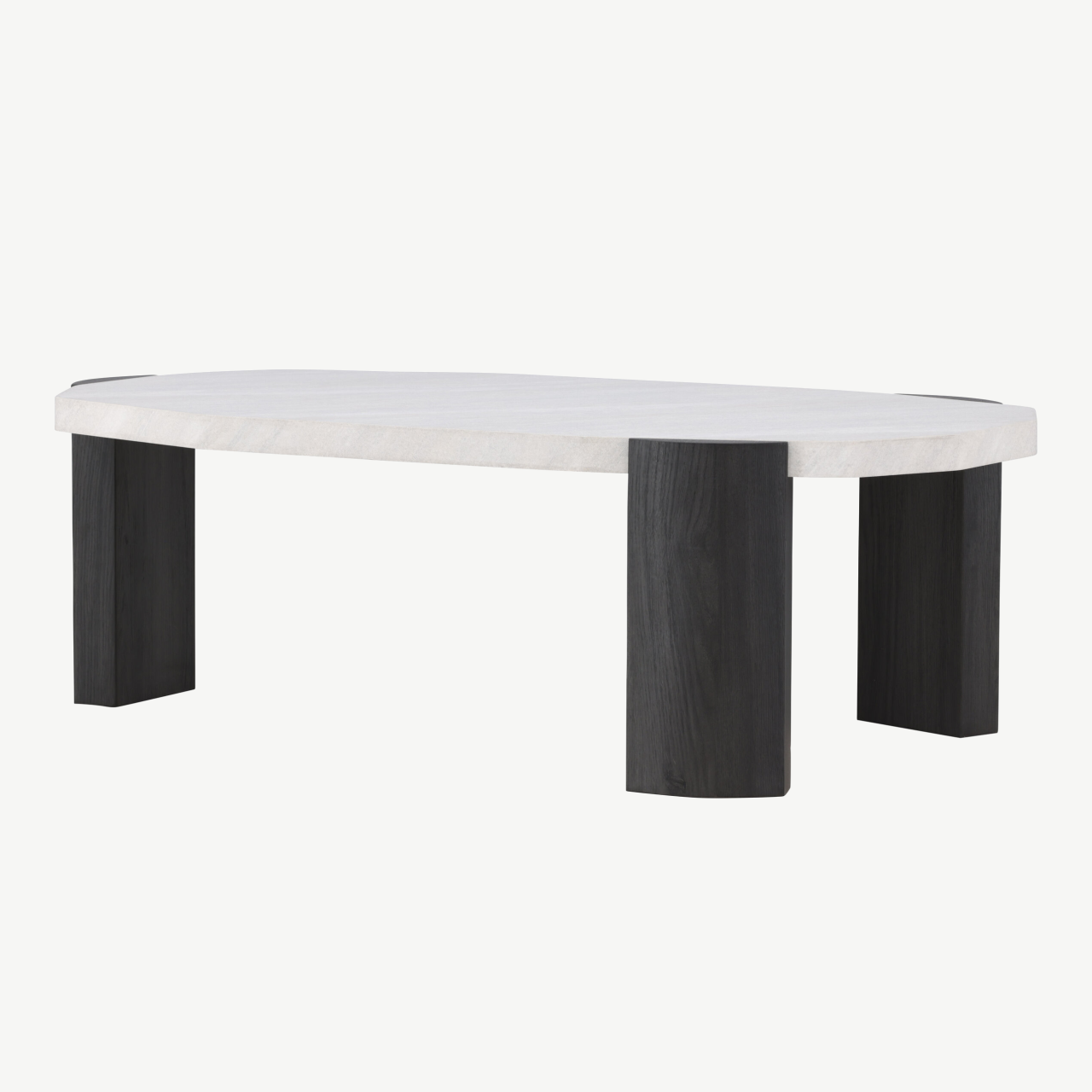 Ovaalne beež diivanilaud Kres, MDF lauaplaat, mustad jalad, 125 x 70,5 cm - 62064-100