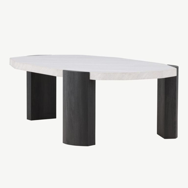 Ovaalne beež diivanilaud Kres, MDF lauaplaat, mustad jalad, 125 x 70,5 cm - 62064-100