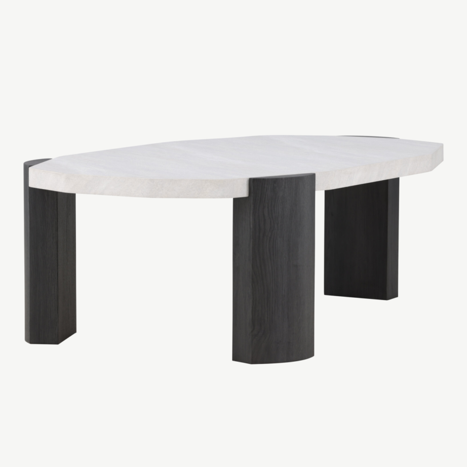 Ovaalne beež diivanilaud Kres, MDF lauaplaat, mustad jalad, 125 x 70,5 cm, 62064-100 – 2