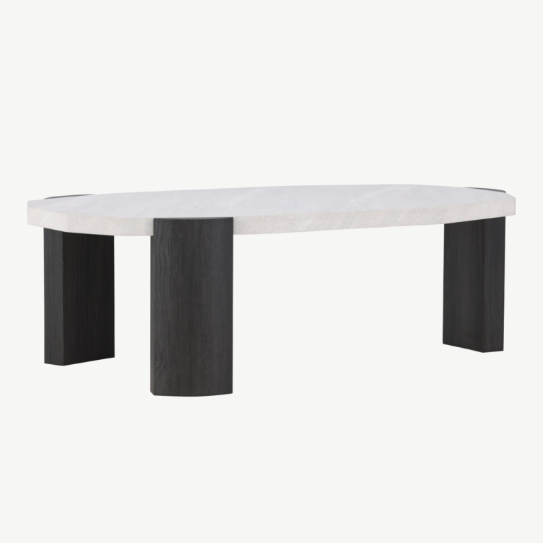 Ovaalne beež diivanilaud Kres, MDF lauaplaat, mustad jalad, 125 x 70,5 cm - 62064-100