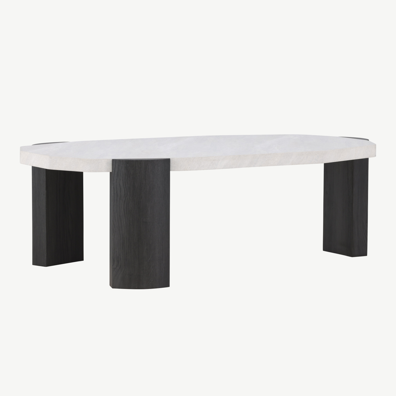 Ovaalne beež diivanilaud Kres, MDF lauaplaat, mustad jalad, 125 x 70,5 cm - 62064-100